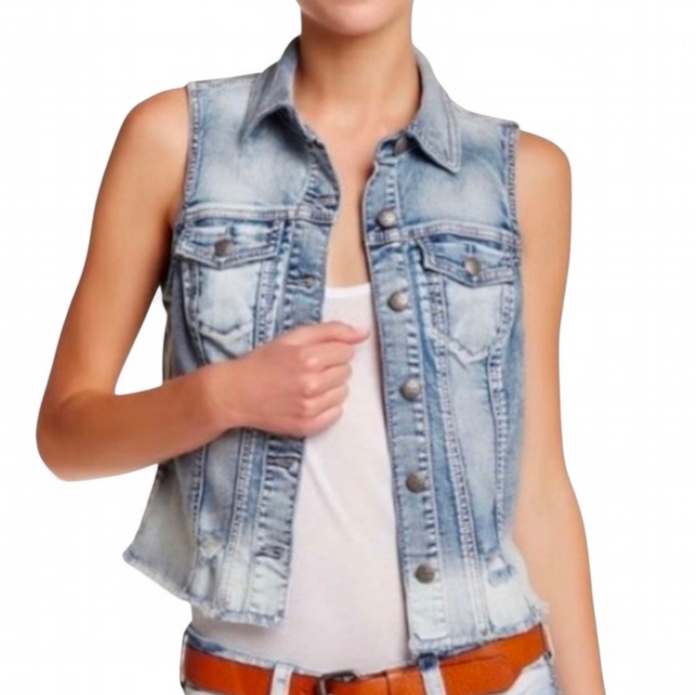 Silver Jeans Acid Wash Denim Vest Jacket Size Large